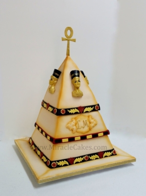 Egyptian themed pyramid wedding cake